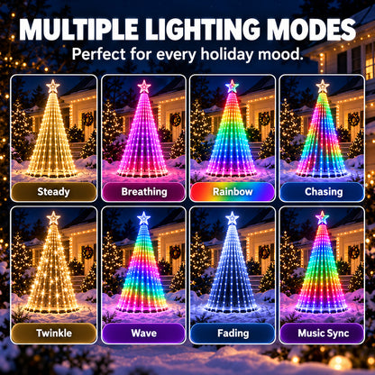 Christmas cone tree lights with multiple lighting modes