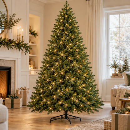 Holiday Glow 6FT pre-lit green Christmas tree in a warm living room
