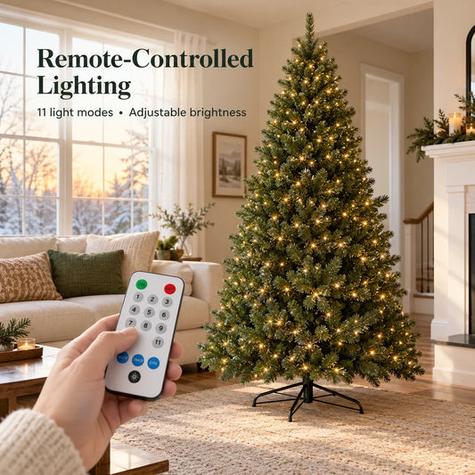 Holiday Glow 6FT Christmas tree with remote control and lighting settings